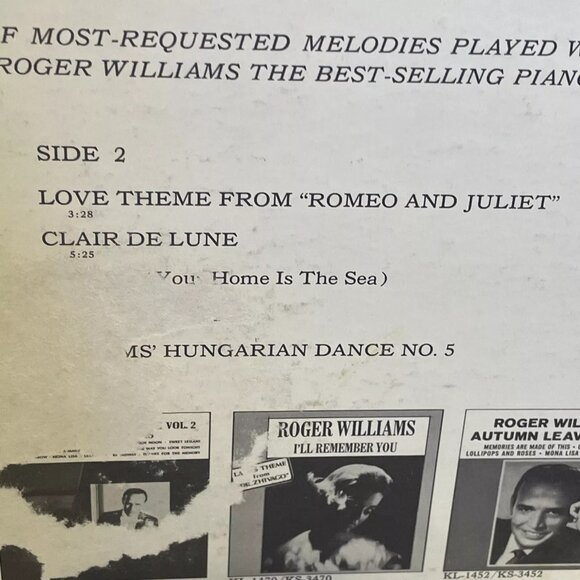 Roger Williams By Special Request-Vol.2 (Vinyl, 1967) Kapp Records KL-4 Good+ LP - Picture 5 of 12